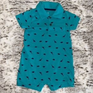 🐻🐻 EUC Simple Joys by Carter’s Aqua Print Onesie Romper Short Size 24 Months